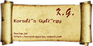 Korsós György névjegykártya